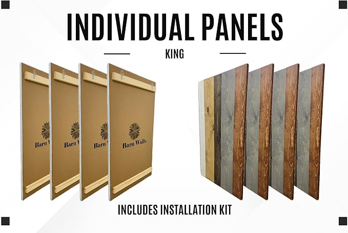 Barn Walls Solid Wood Headboard King Size Rustic Mix with Smooth Natural Wood Grain, Handcrafted Wall-Mounted Panel Head Board, Adjustable Height, Modern Rustic Bedroom, Built to Last