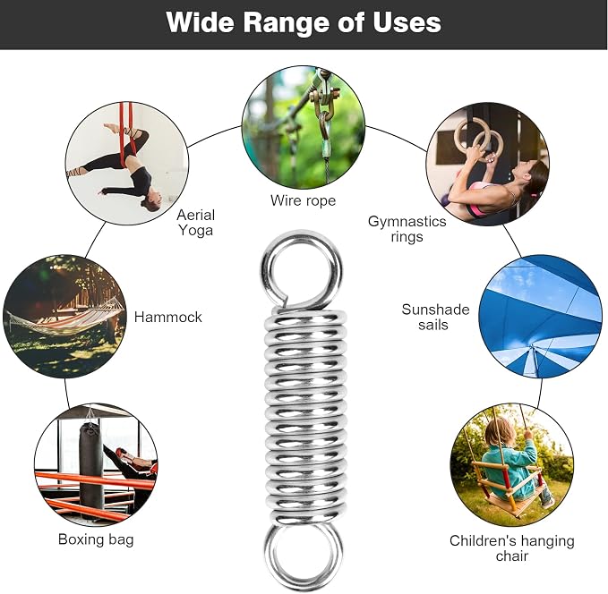 Heavy Duty Spring Fits Hammock Chair Swing Hanging Porch Suspension Sandbag Hook,500lbs Weight Capacity