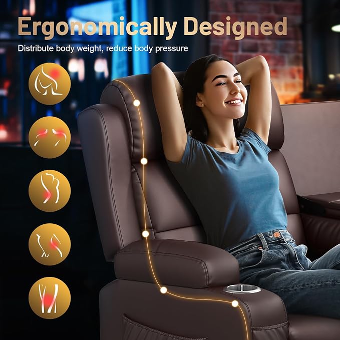Loveseat Recliner Sofa, Home Theater Seating with Massage, 3 Seat Reclining Loveseats with Flip Backrest, Wall Hugger RV Couch Theater Chairs, RV Furniture Sofas with USB, Cup Holders for Gaming Room
