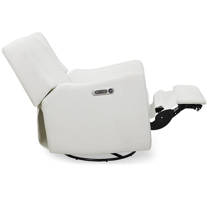 Delta Children Mercer Electronic Power Recliner and Swivel Glider with USB Port in LiveSmart Performance Fabric - Water Repellent & Stain Resistant, Pearl
