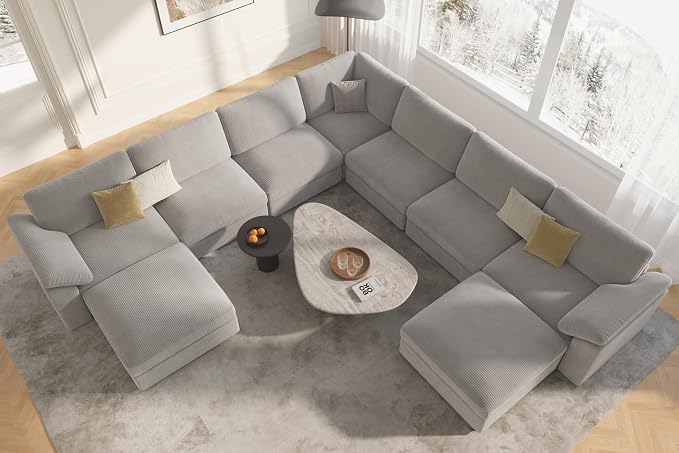 EASE MOOSE Oversized Sectional Sofa with Ottoman, Modern Luxury Wide Deep Modular Couch, U Shaped Couch for Big Spaces Living Room