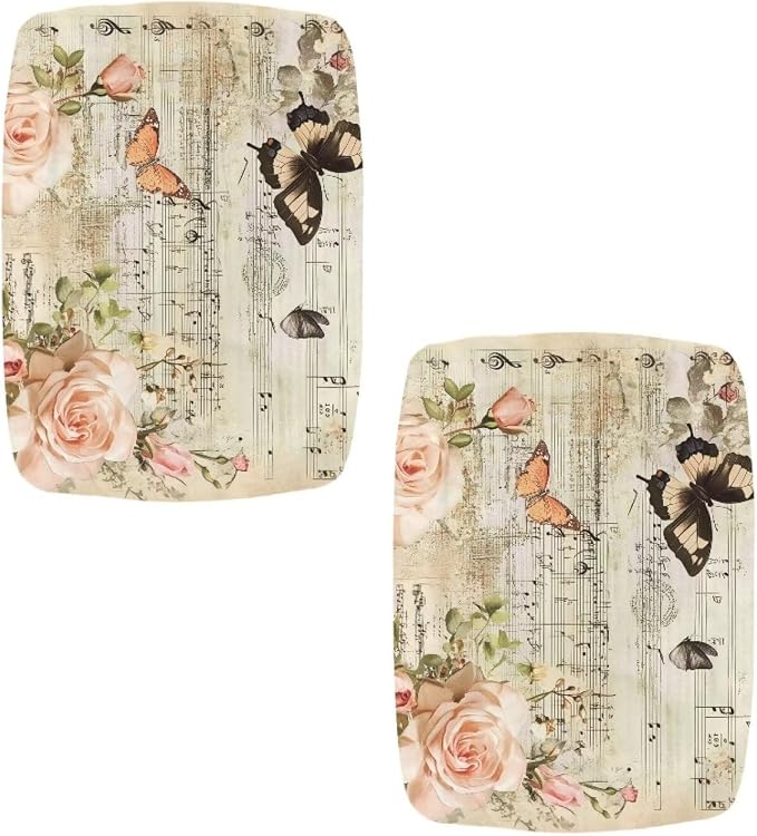 Retro Rose Butterfly Bar Stool Seat Covers Rectangle Stool Covers 2pcs Bench Covers Slipcover Rectangle Stretch Counter Height Bar Stools Slipcovers Counter Stool Covers Saddle Seat Cover