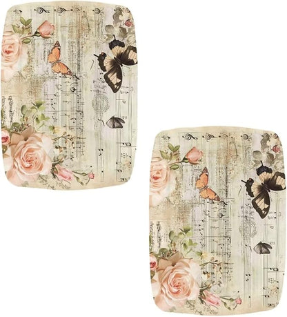 Retro Rose Butterfly Bar Stool Seat Covers Rectangle Stool Covers 2pcs Bench Covers Slipcover Rectangle Stretch Counter Height Bar Stools Slipcovers Counter Stool Covers Saddle Seat Cover