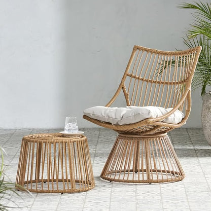 Patio Chair Set, Elaine Outdoor Chair and Side Table Bistro Seating Set Garden Accent Chair with End Table for Backyard Porch Deck Poolside Lounge Furniture