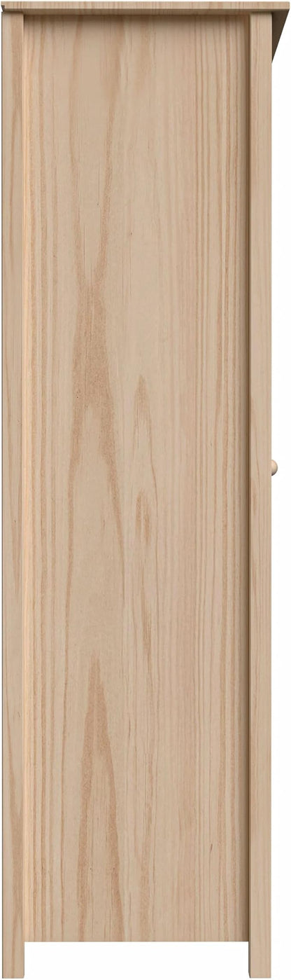 From the Tree Furniture Wardrobe – 2-Door Armoire, Unfinished Pine, 29.52″ W × 20.86″ D × 70.86″ H – Bedroom Closet with Adjustable Shelves & Hanging Rail, Stain-Ready