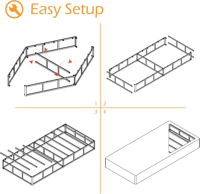 Maenizi Twin XL Box Spring 9 Inch, Heavy Duty Metal Box Spring Bed Base with Fabric Cover, Mattress Foundation, Easy Assembly, Noise Free, Black