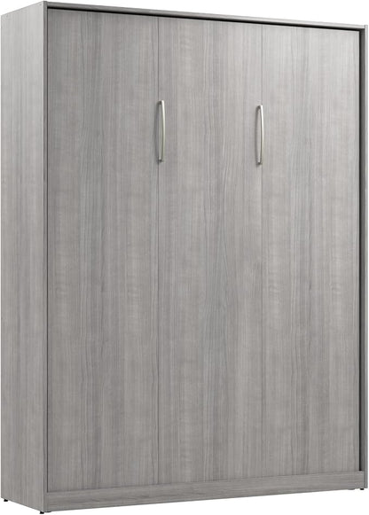 Bestar Claremont Queen Size Murphy Bed in Platinum Gray, Space-Saving Sleeping Arrangement for Multipurpose Area, Bedroom, or Guest Room