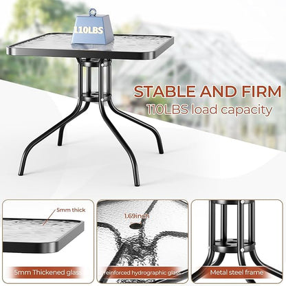 TLSUNNY Patio Dining Set 5 Pieces, All Weather Outdoor Furniture W/30"X 30" Table and 4 Stackable Textilene Chairs, Metal Table and Chairs for Lawn, Garden, Poolside, Backyard (Umbrella not Included)