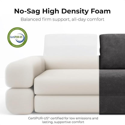 LIKIMIO FlipNest Convertible Sleeper Sofa Bed Floor Sofa 3-in-1 No Assembly, Foldable Mattress with Corduroy Upholstery Dark Grey, Lounge Loveseat Couch for Living Room Studio Guest Room