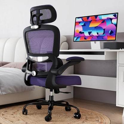 TRALT Office Chair Ergonomic Desk Chair, 330 LBS Home Mesh Office Desk Chairs with Wheels, Comfortable Gaming Chairs (1, Violet)