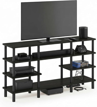 Furinno Turn-N-Tube 4-Tier Multipurpose Wide Shelf TV Stand, Espresso/Black