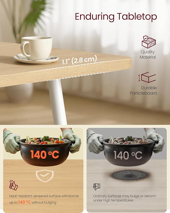 VASAGLE 70.9" Dining Table for 6-8 People, Modern Kitchen Table, Heat-Resistant Tabletop, Quick Assembly, for Dining Room, Golden Oak and Cloud White, Island Collection UKDT108Y101S