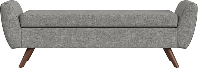 HomePop 60" Modern Storage Bench with Wood Legs - Gray Woven