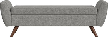 HomePop 60" Modern Storage Bench with Wood Legs - Gray Woven