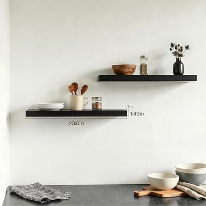 Floating Shelves for Wall, 23.6'' Black Wall Shelves for Bathroom,Bedroom,Living Room,Kitchen & Study Room,33 lbs Capacity