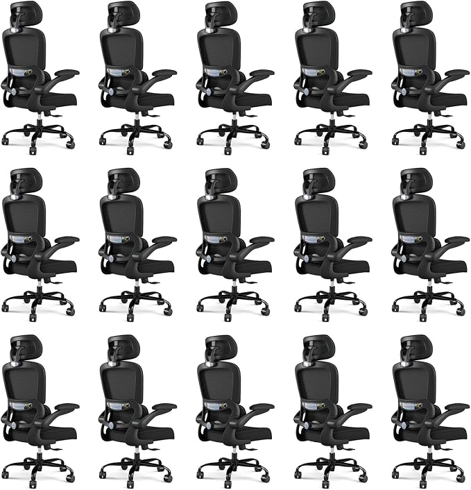TRALT Office Chair Ergonomic Desk Chair, 330 LBS Home Mesh Office Desk Chairs with Wheels, Comfortable Gaming Chairs Black Pack of 15