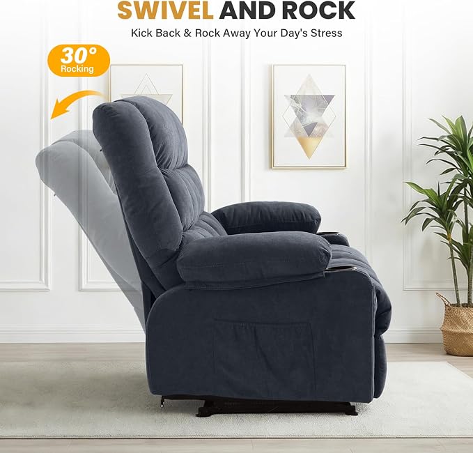 BOSMILLER Reclining Loveseat with Cup Holders for Living Room 2 Seat Manual Loveseat Recliner with Side Pocket
