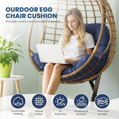 Egg Chair Cushion Replacement Outdoor Hanging Chair Cushion for Patio Furiture Hammock Swing Cushion 47x35x6 Inches (Blue)