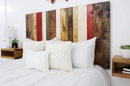Barn Walls Fall Mix Signature Design, Multicolored Solid Wood Headboard, Floating Panels, Wall Mount, Adjustable Height, Easy Assembly, King Size