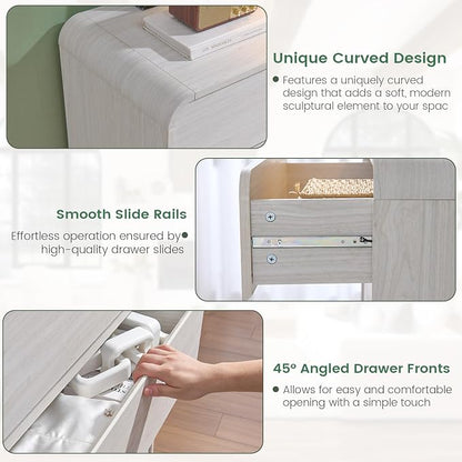 Standifurno 47’’ Wide Dresser with 8 Drawers, White Chest of Drawers with Deep Drawers & Handleless, Wooden Storage Organizer for Bedroom, Living Room, Hallway