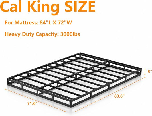 DORITRON 5 Inch California King Box Spring Only, 3000lbs Heavy Duty Cali King Box Spring Bed Base Metal Mattress Foundation, Easy Assembly, Noise Free