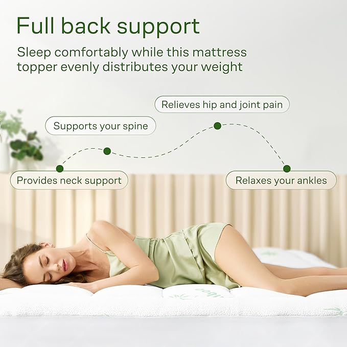 Niagara Sleep Solution Ultra Soft Queen RV Size Mattress Topper - Rayon Derived from Bamboo Pillow Top Mattress Pad for Back Pain Relief - Naturally Cooling for Hot Sleepers, Green