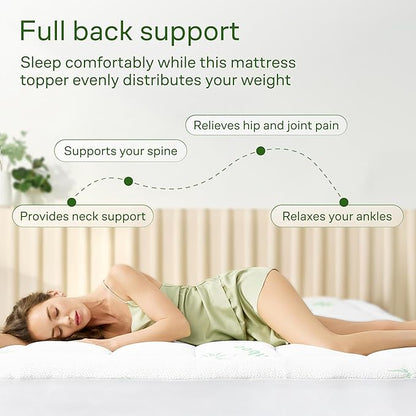 Niagara Sleep Solution Ultra Soft Full Size Mattress Topper - Rayon Derived from Bamboo Pillow Top Mattress Pad for Back Pain Relief - Naturally Cooling for Hot Sleepers, Green