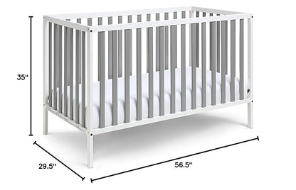 Baby Cache Deux Remi Island 3-in-1 Convertible Baby Crib (Do Re Me) White & Gray