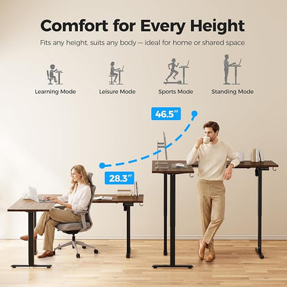 Agilestic L Shaped Standing Desk 63 inch Adjustable Height, Electric Corner Standing Desk, Sit Stand Computer Table with Splice Board, Dark Walnut
