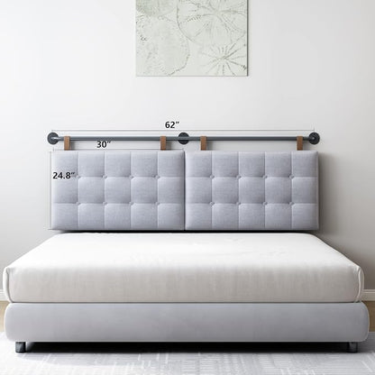 BSHOMGI Headboard Queen Size Headboards for Adjustable Bed Tufted Upholstered Head Board Only Gray Headboards, Fabric Line Headboard in Modern Button Design Bedroom(Gray, Queen)