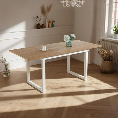 Extendable Dining Table for 4-8 People,70.86''Modern Space-Saving Kitchen Table with Metal Legs,Rectangle Folding Conference Meeting Table for Living Meeting Room Kitchen,Oak