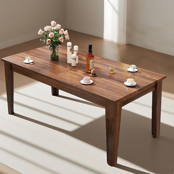 Extendable Dining Table for 6-10 People,70.87''-106.4''Modern Space-Saving Wood Kitchen Table,Rectangle Folding Conference Meeting Table for Living Meeting Room Kitchen,Walnut
