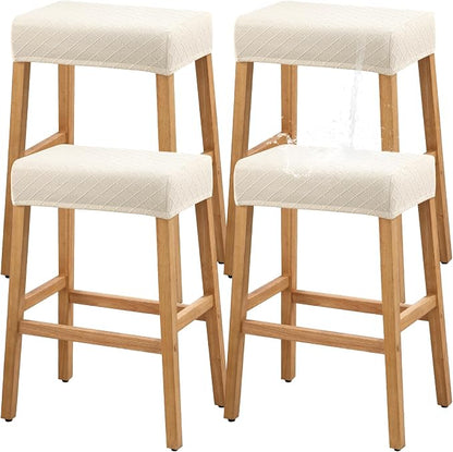 YISUN Stool Covers Rectangle - 4 Pack Stretch Waterproof Saddle Seat Cover Counter Bar Stools Bar Chairs Covers Kitchen Island Chairs Cushion Protector