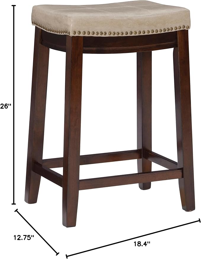 Linon Backless Counter Stool, Brown