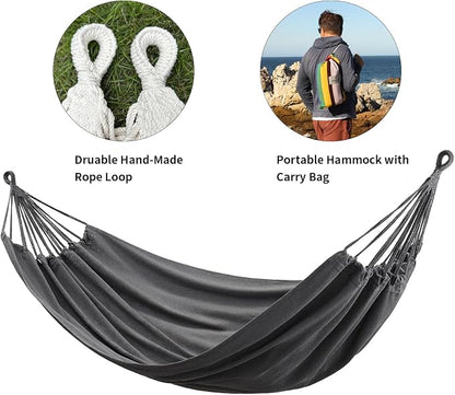 CHULIM Brazilian Double Hammock with Tree Straps,Extra Large 94x63IN,2 Persons Hammock for Backyard Patio Outdoor and Indoor,450lbs Weight Capacity,Soft Woven Cotton Fabric - Dark Grey