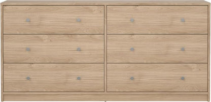 Tvilum Portland Jackson Hickory 3-Piece Bedroom Set - 6 Drawer Double Dresser and Nightstand Set of 2