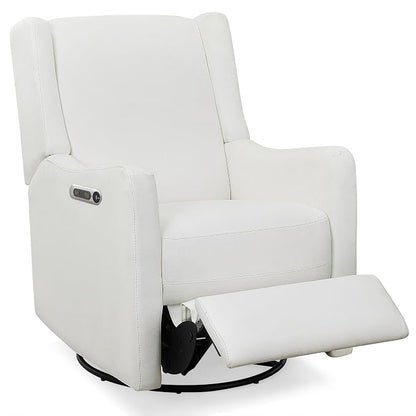 Delta Children Mercer Electronic Power Recliner and Swivel Glider with USB Port in LiveSmart Performance Fabric - Water Repellent & Stain Resistant, Pearl
