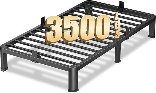VIPSHOW 7 Inch Twin Heavy Duty 3500 lbs Bed Frame with Round-Corner Legs & Anti-Squeak Design – Quick Assembly Metal Platform, No Box Spring Needed