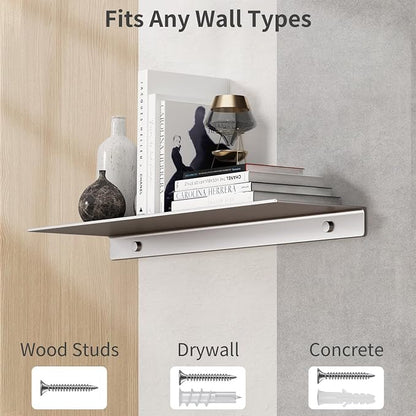 Danpoo 20 inch Gray Floating Shelf for Wall Organizer & Storage, Display Shelf, Metal Wall Shelf for Bathroom, Living Room, Kitchen, Bedroom