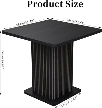 Small Black Dining Table for 2-4, 31.5 Inch Farmhouse Square Kitchen Table with 2-Tier Storage Shelf, Modern Wood Dinner Furniture with Fluted Doors, Dining Room, Living Room, Space Saving