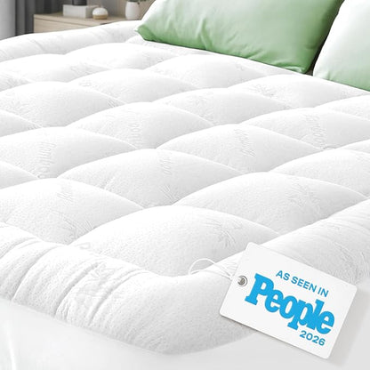 Niagara Sleep Solution Ultra Soft Full XL Size Mattress Topper - Rayon Derived from Bamboo Pillow Top Mattress Pad for Back Pain Relief - Naturally Cooling for Hot Sleepers, White