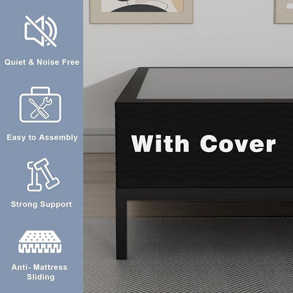 Tyndall 10 Inch Twin Box Spring, Heavy Duty Metal Box Spring for Twin Size Bed Mattress Foundation with Fabric Cover, Noise-Free, Non Slip, Easy Assembly