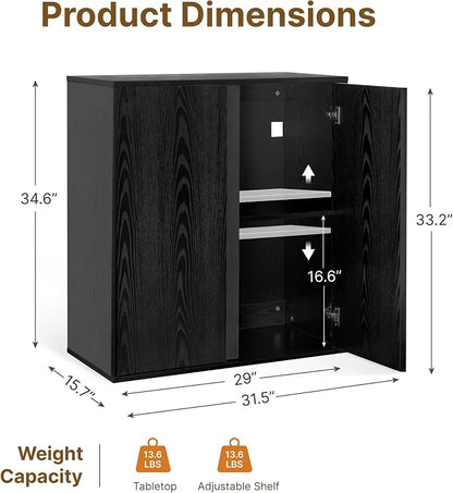 KISLOT 63" Sideboard Buffet Cabinet with Storage Modular Accent Display Kitchen Storage Cabinet Wood Coffee Bar Console for Living Room, Hallway, Kitchen, Dining Room,Black