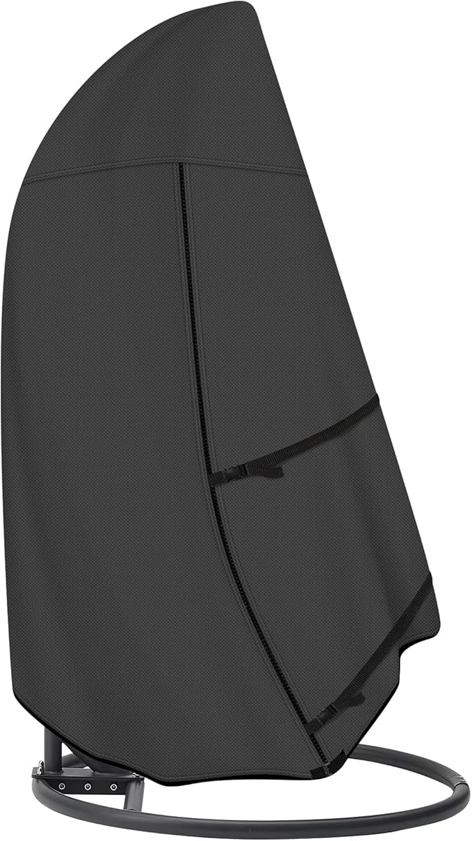 ULTCOVER Patio Hanging Egg Chair Cover - Waterproof Outdoor Single Seat Swing Egg Chair with Stand Cover 45W x 33D x 68H inches, Black