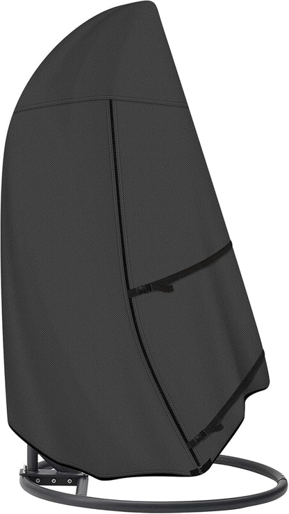 ULTCOVER Patio Hanging Egg Chair Cover - Waterproof Outdoor Single Seat Swing Egg Chair with Stand Cover 45W x 33D x 68H inches, Black
