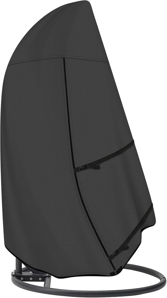 ULTCOVER Patio Hanging Egg Chair Cover - Waterproof Outdoor Single Seat Swing Egg Chair with Stand Cover 45W x 33D x 68H inches, Black