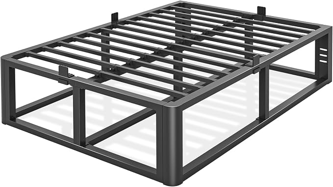 Bilily Metal Heavy Duty 18 inch Queen Bed Frame with Rounded Corner and Headboard Hole Mattress Retainers 3500 LBS No Box Spring Needed Platform Noise Free Easy Assembly