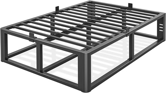 Bilily Metal Heavy Duty 18 inch Queen Bed Frame with Rounded Corner and Headboard Hole Mattress Retainers 3500 LBS No Box Spring Needed Platform Noise Free Easy Assembly