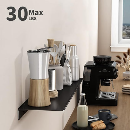 Danpoo 20 inch Floating Shelf for Wall Organizer & Storage, Mini Display Shelf, Metal Wall Shelf for Bathroom, Living Room, Kitchen, Bedroom(Matte Black)