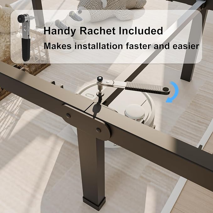 14 inch Full Size Bed Frame with Round Corner Legs and Headboard Hole Mattress Slide Stopper 3500 lbs Heavy Duty Metal Platform,Steel Slat Support,No Box Spring Needed,Easy Assembly,Noise Free
